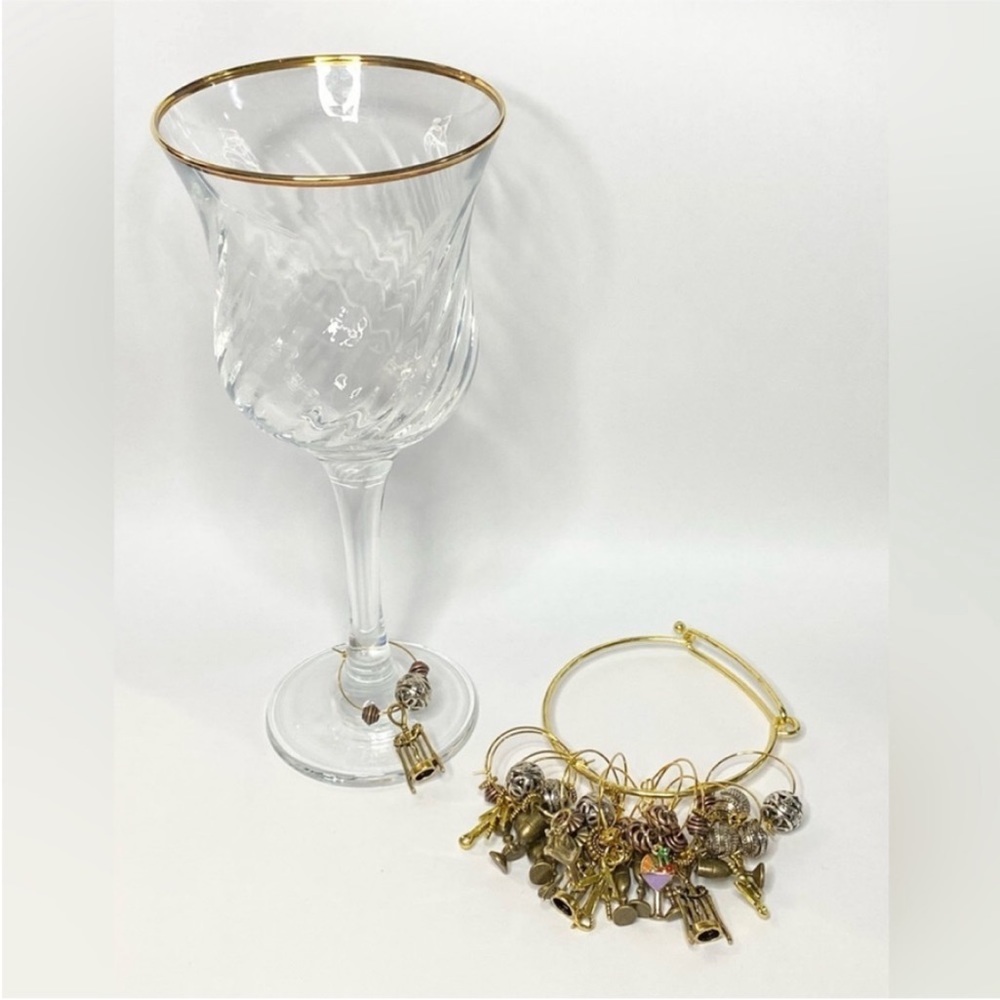 13 count wine themed antiqued gold, silver, and copper, wineglass charms